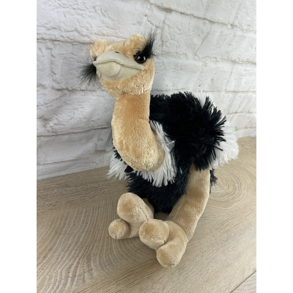 Wild Republic Ostrich Bird Plush Black White Toy Living Desert Realistic 12"